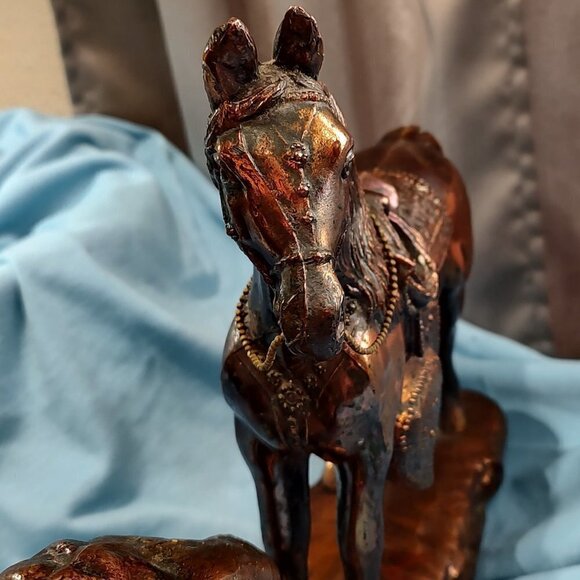 Antique New Haven Mantle Clock Western Horse Clock - Picture 3 of 9